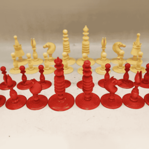 Antique Barlecorn Carved Bone Chess Set - Early to Mid Victorian - Vintiques.co.uk